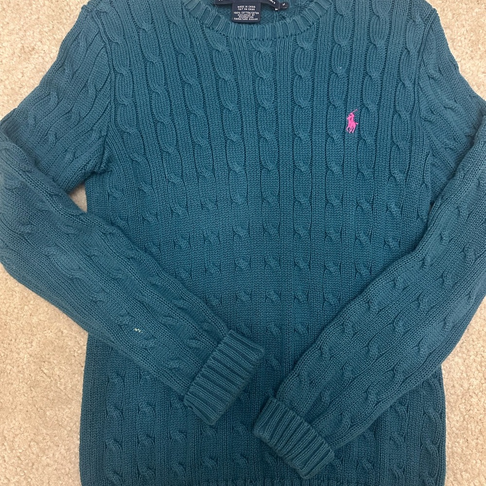 Ralph Lauren Teal Cable Knit Sweater